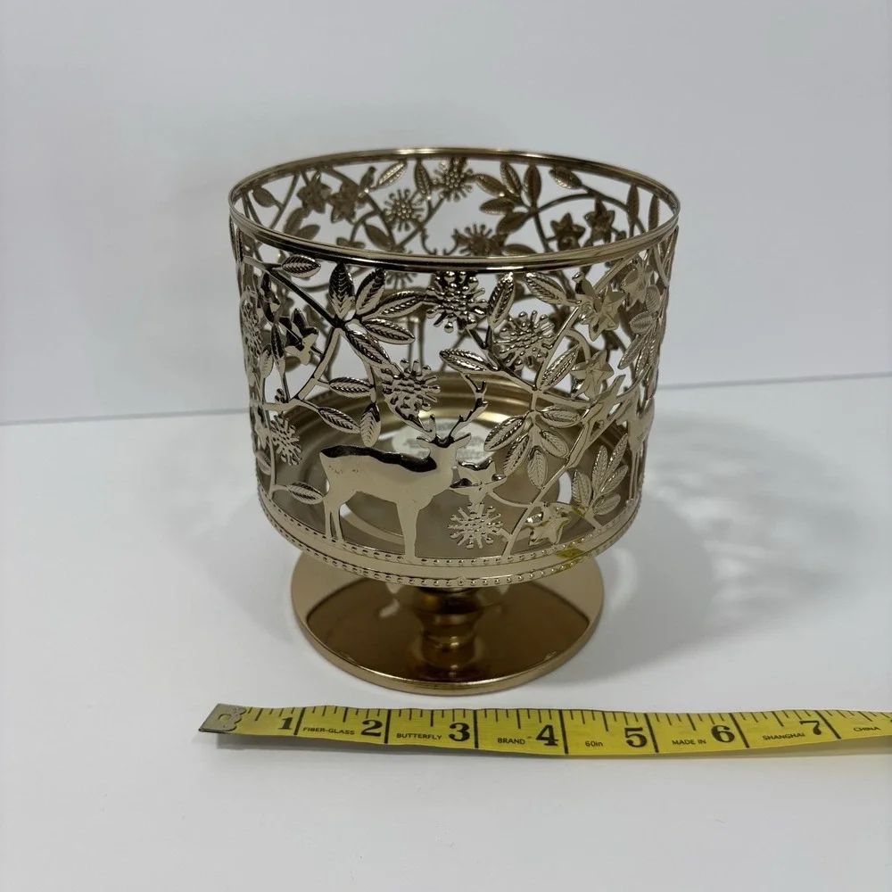 Bath & Body Works WILDLIFE PEDESTAL Large 3-Wick Candle Holder 2017 Deer EUC